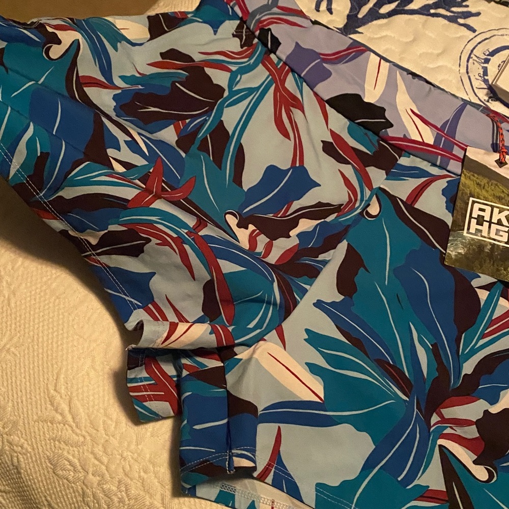 Women's Floral Swim Shorts - Blue and Black - Picture 12 of 16